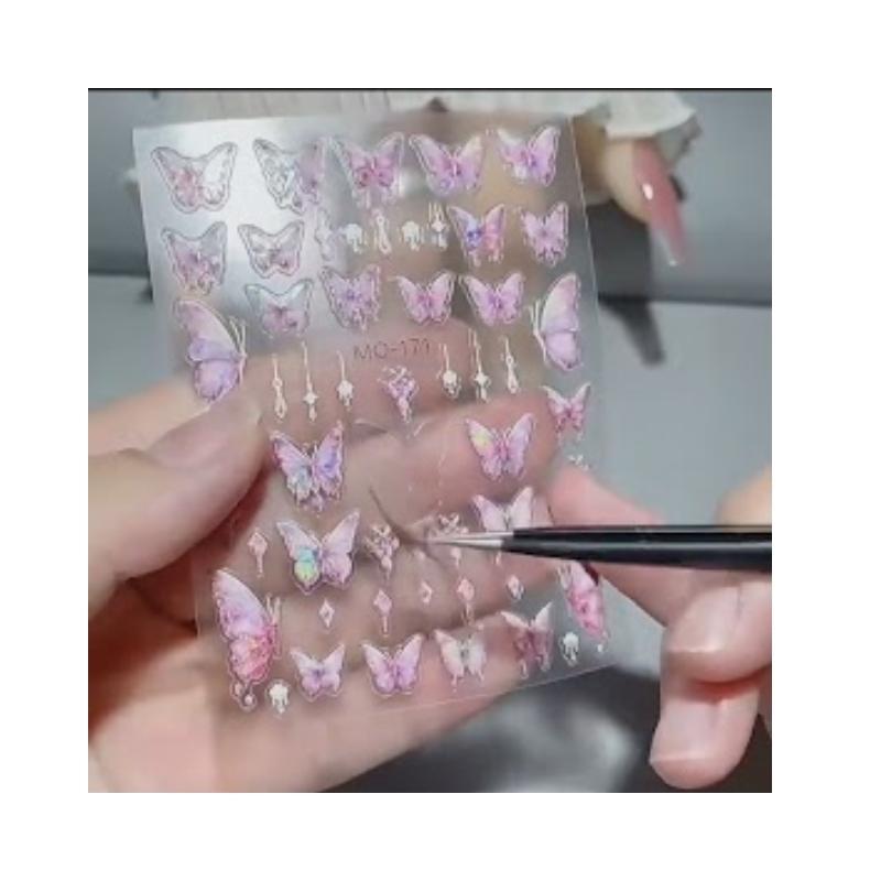 Nail Art Stickers - Purple Butterflies