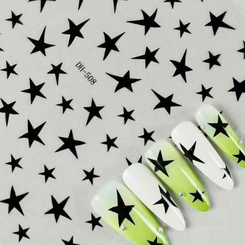 Nail Art Stickers - Black Stars
