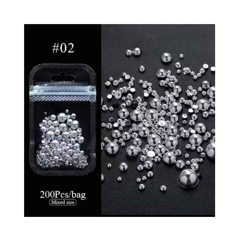 Silver Flat Back Pearls - Mixed Pot
