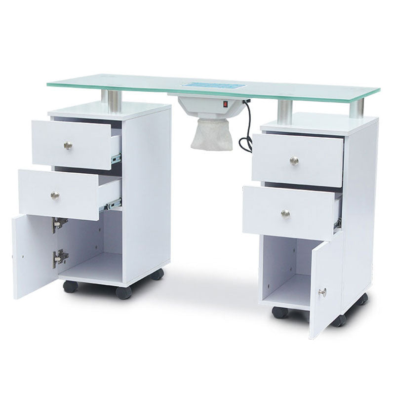 Manicure Table Glass Top (Assembled) Beauty Gallery