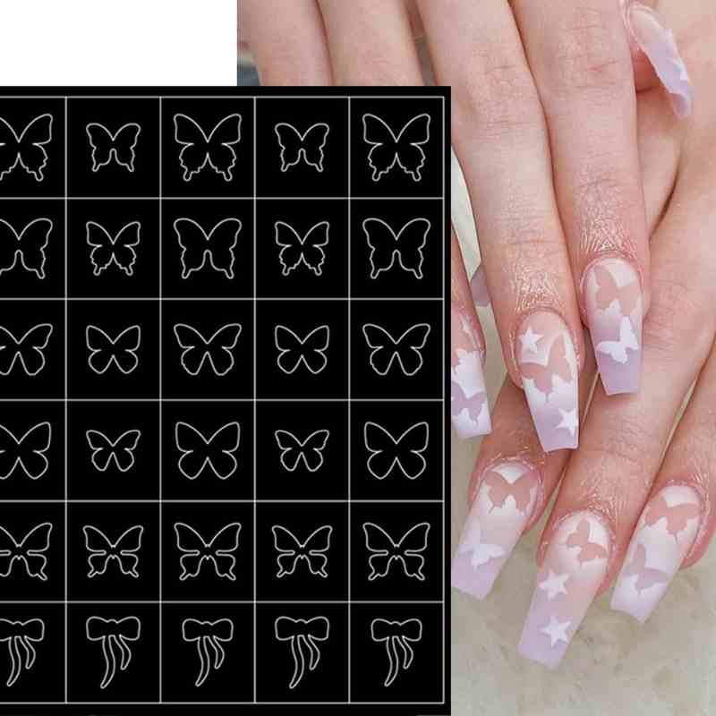 Nail Art Butterfly/Bow Stencils/Decals