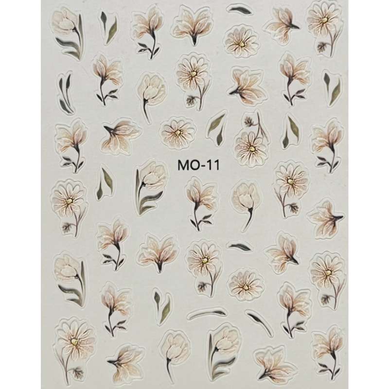 Nail Art Stickers - White & Pink/Lilac Flowers