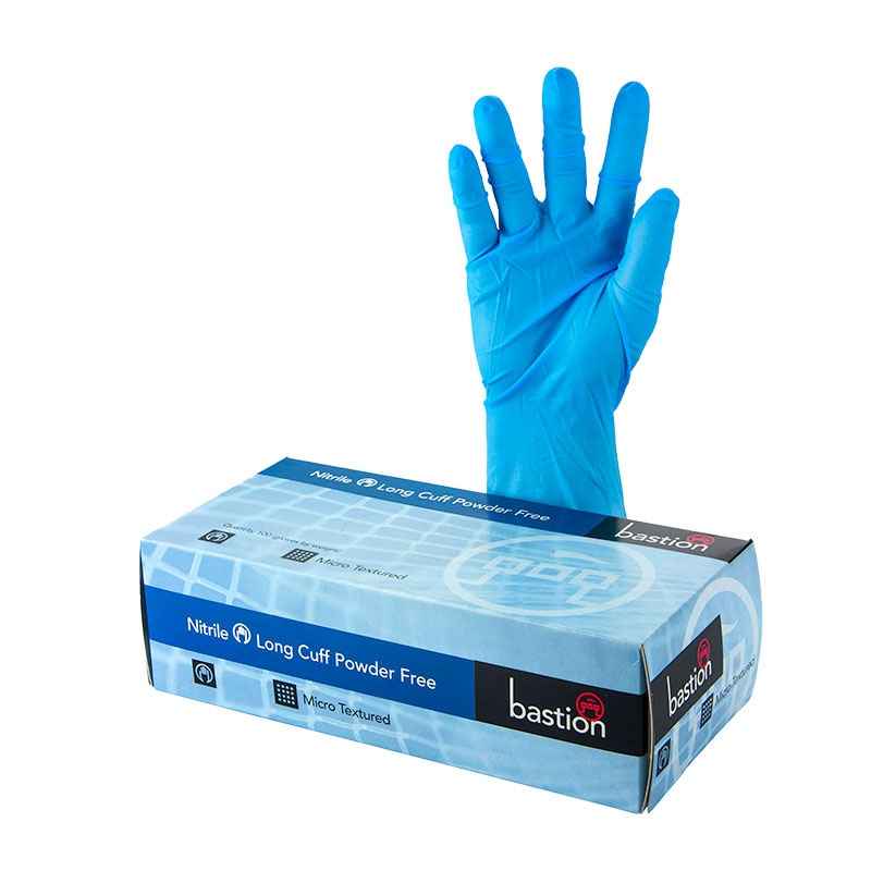 Blue Nitrile Exam Gloves Medium 300mm Cuff