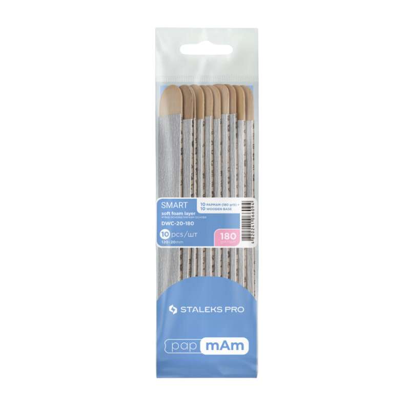 Staleks - Disposable files papmAm on soft foam layer and on a wooden base SMART 20 180 grit (10 pcs)