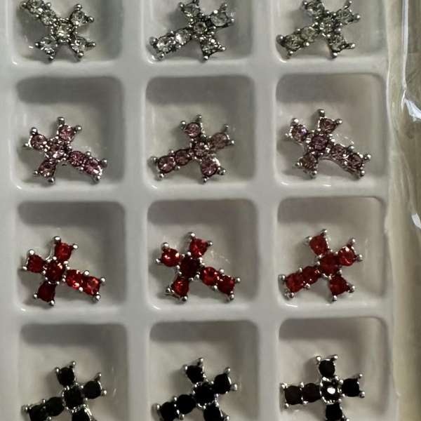 Diamante Cross Charms - 12pcs