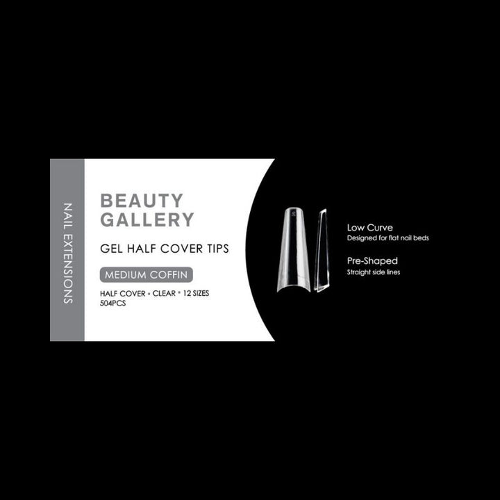 BG Soft Gel Extension Half Well Tips - Medium Coffin - Clear