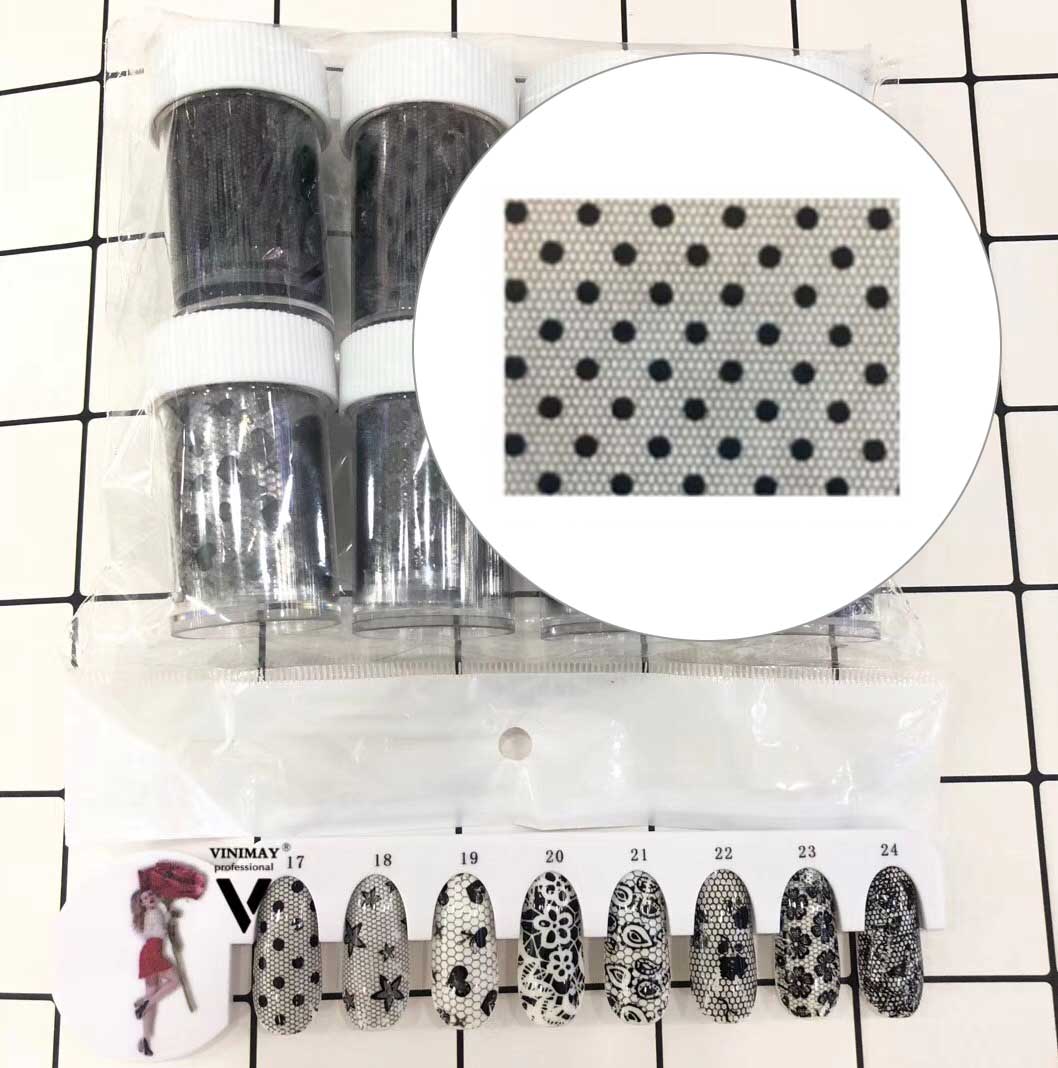 NA Transfer Foil - Black netting pattern with poke dots