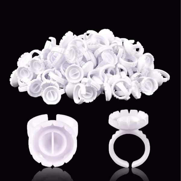 White Fanning Glue Cups on Ring (100pcs/pk)