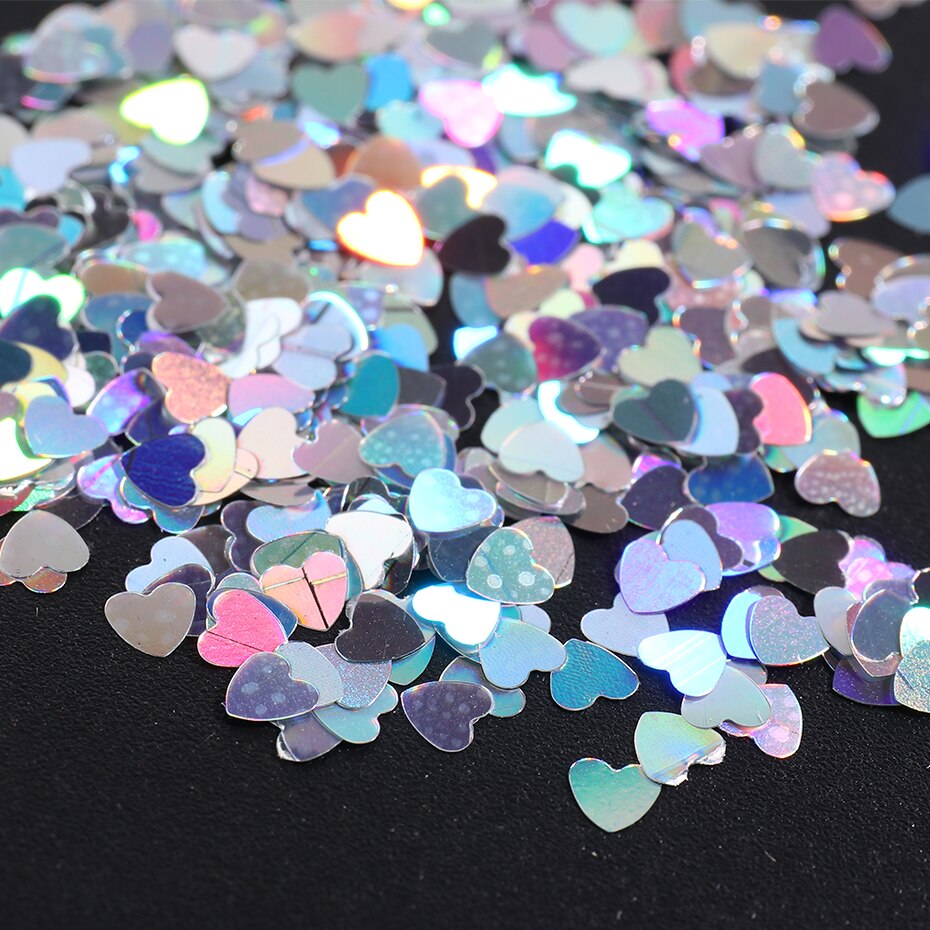 Flat iridescent heart shape sequins (#856)