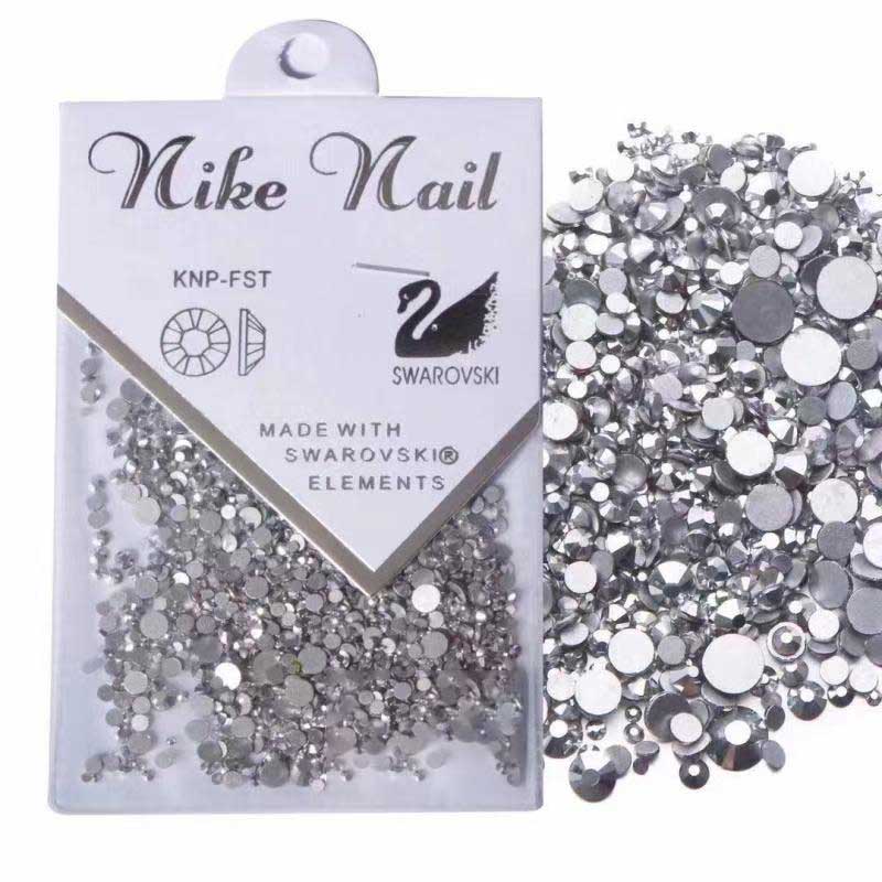High Shine Hot Fix Flat Back Silver Chrome Mixed Sizes 1440pc