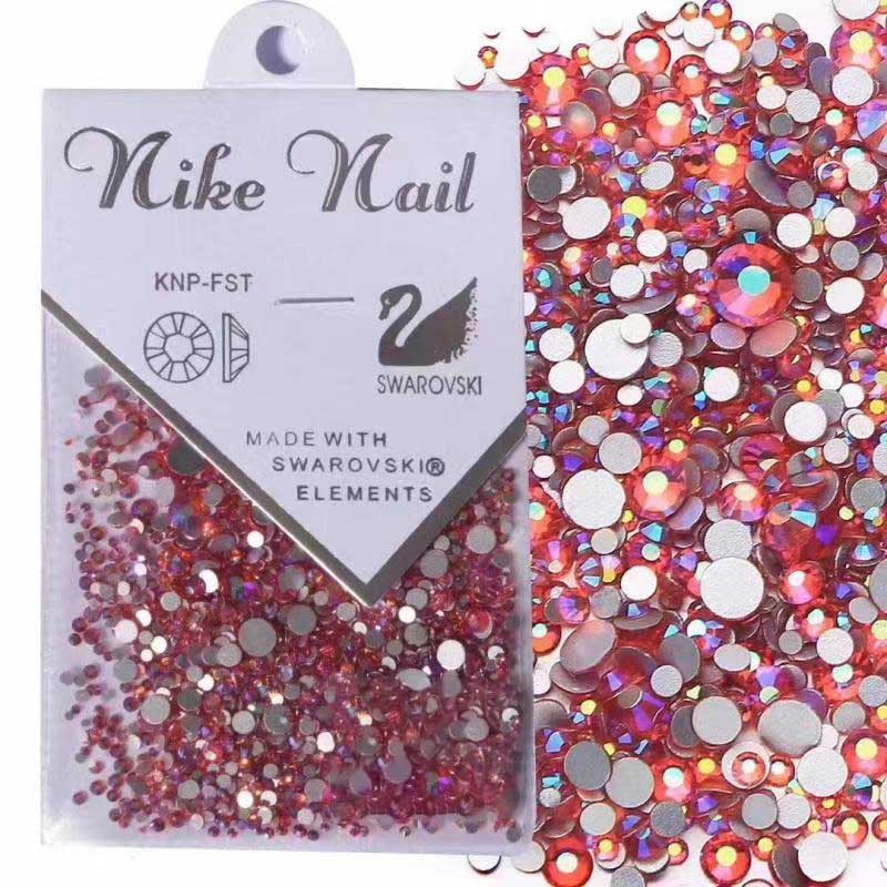 High Shine Hot Fix Flat Back - Pink / Iridescent Mixed Sizes 1440pc