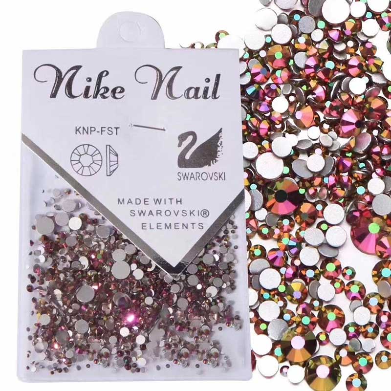 High Shine Hot Fix Flat Back - Purple/Green Mixed Sizes 1440pc