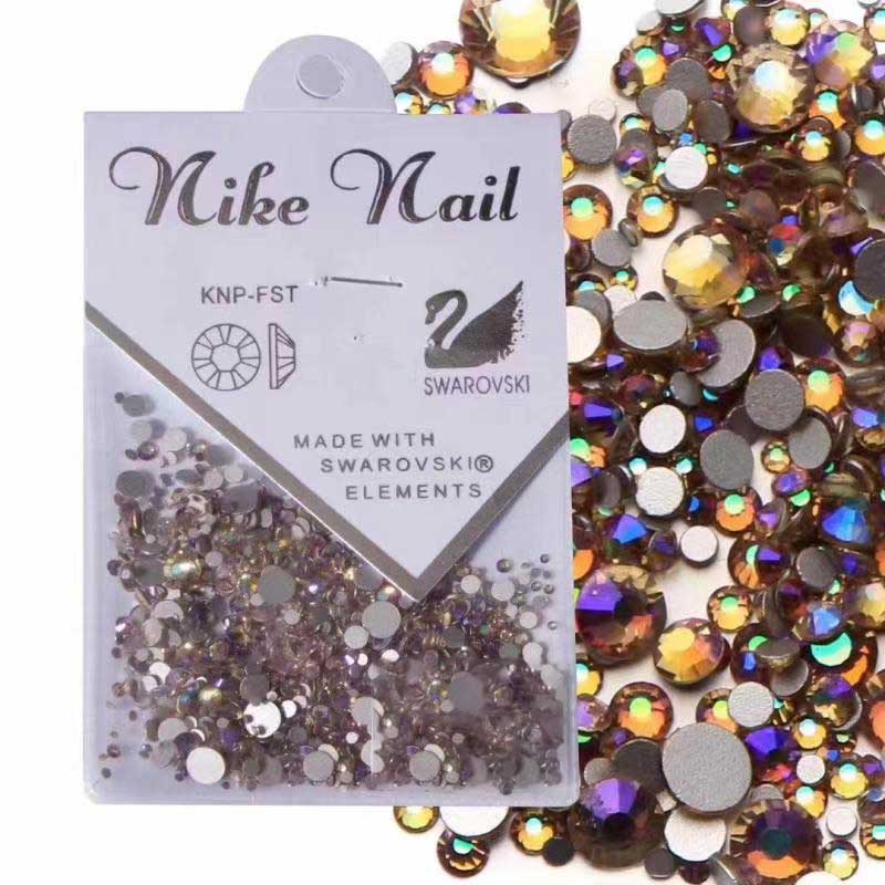High Shine Hot Fix Flat Back - Iridescent / Champagne Mixed Sizes 1440pc