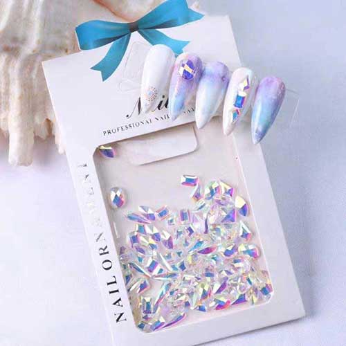 Pretty Flat Back Clear Iridescent Gems