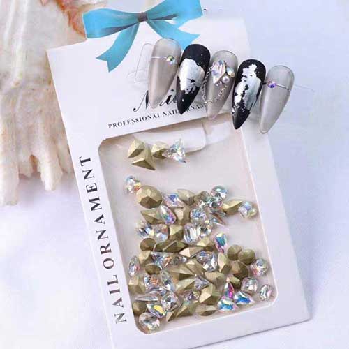 Large 3D Pointed Back Iridescent Gem Stones Assorted Shapes (dis)