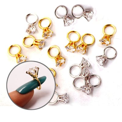 Nail Charms - Princess Ring In Silver (1ps/pk) (dis)