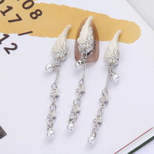 Nail Charms - Silver Set Feather Charm (dis)