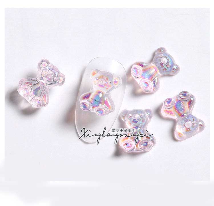 3D NA Charm - Pink Iridescent Teddy 2pc pkt Medium (dis)