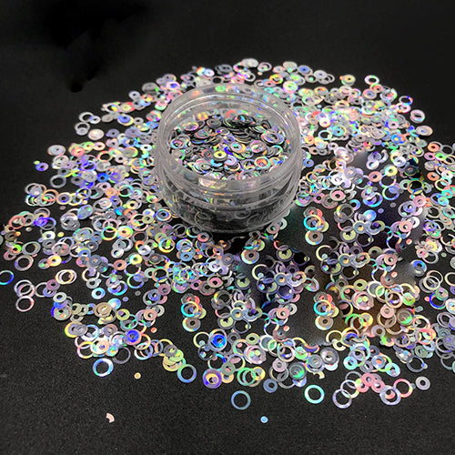 Silver Holographic Hollow Circle Sequins