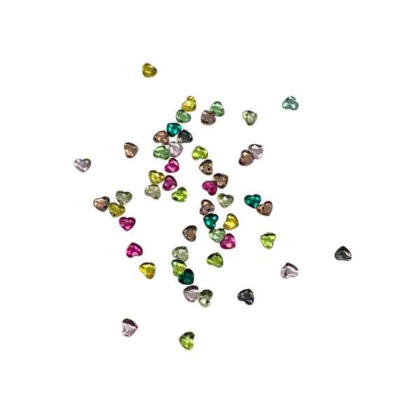 Flat Back Heart Rhinestones -Mixed Colours