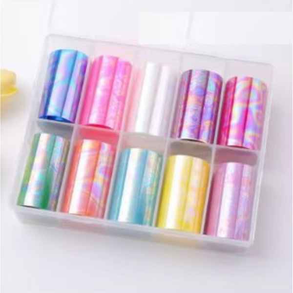 Coloured Oil Slick Transfer Foil Kit - 10pcs/pk