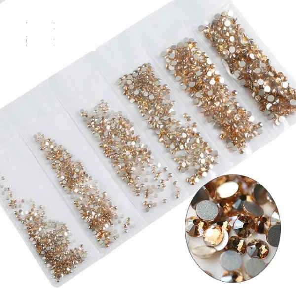 RHINESTONE CRYSTAL Iridescent Gold 6 Assorted size