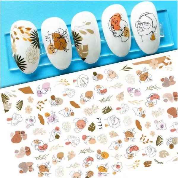 Abstract Face & Flora Nail Art Stickers