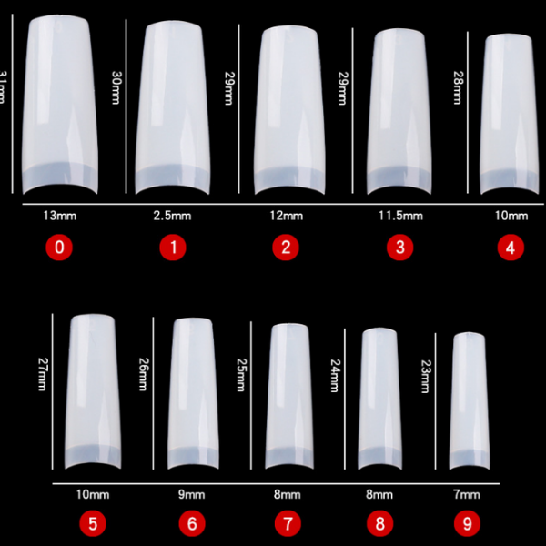 Nail Extension Tips - 100pcs/Box - Half Well