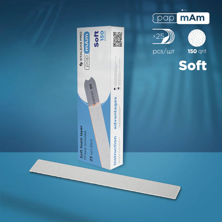 Staleks - Disposable White Files papmAm (Soft Foam Layer) EXPERT 20 150 grit (25 pcs)