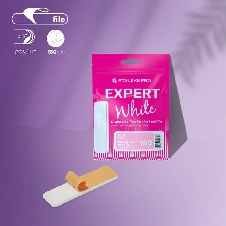 Staleks - Disposable white files for short nail file (grinding file) EXPERT 51 180 grit (10 pcs)