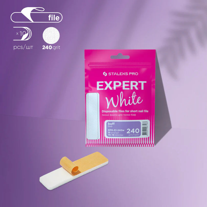 Staleks - Disposable white files for short nail file (grinding file) EXPERT 51 240 grit (10 pcs)
