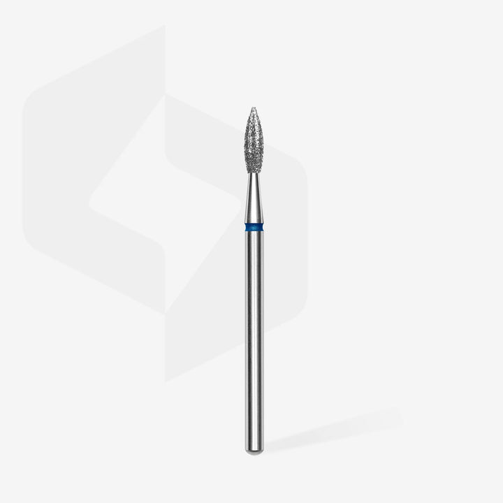 STALEKS EXPERT Diamond nail drill bit pointed flame blue, head diameter 2,3 mm, working part 8 mm