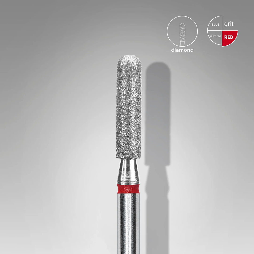 Staleks - Diamond nail drill bit rounded cylinder red EXPERT head diameter 2,3 mm / working part 8 mm