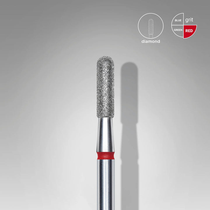 Staleks - Diamond nail drill bit rounded cylinder red EXPERT head diameter 2,3 mm / working part 8 mm