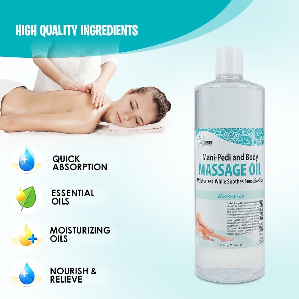 Massage Oil - Clear - 1Litre (946ml)