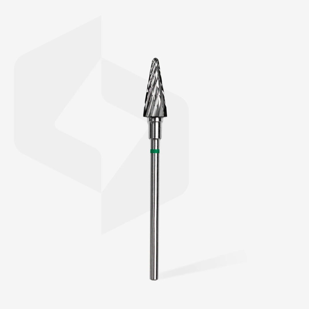 Staleks - Carbide nail drill bit cone green EXPERT head diameter 6 mm / working part 14 mm