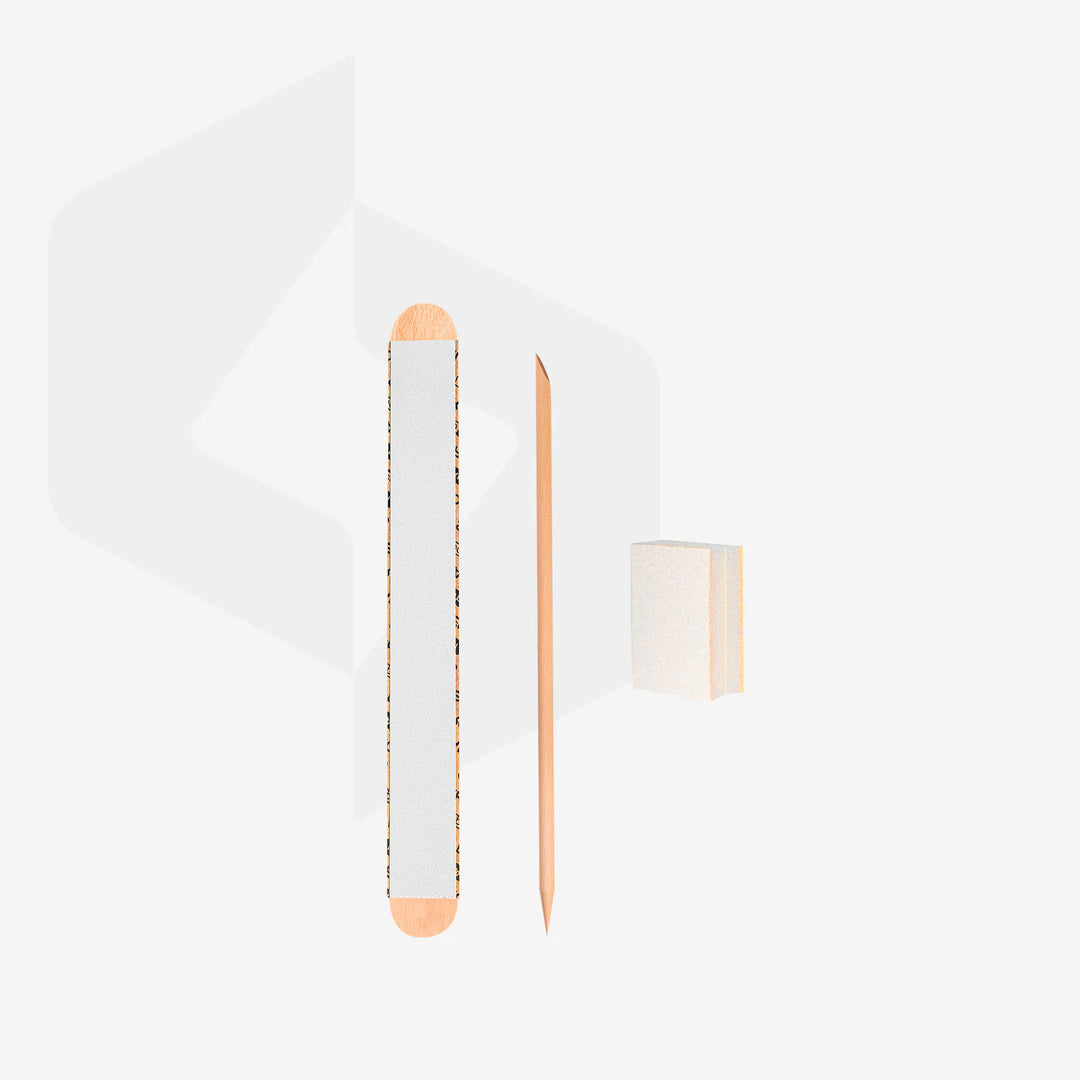 Staleks - Disposable set EXPERT 30 (papmAm Mix on a wooden base 100/180 grit, buff 180/240 grit, orange stick 110 mm)