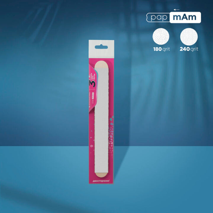 Staleks - Disposable double-sided files papmAm Mix on a wooden base, 180/240 grit (3 pcs)