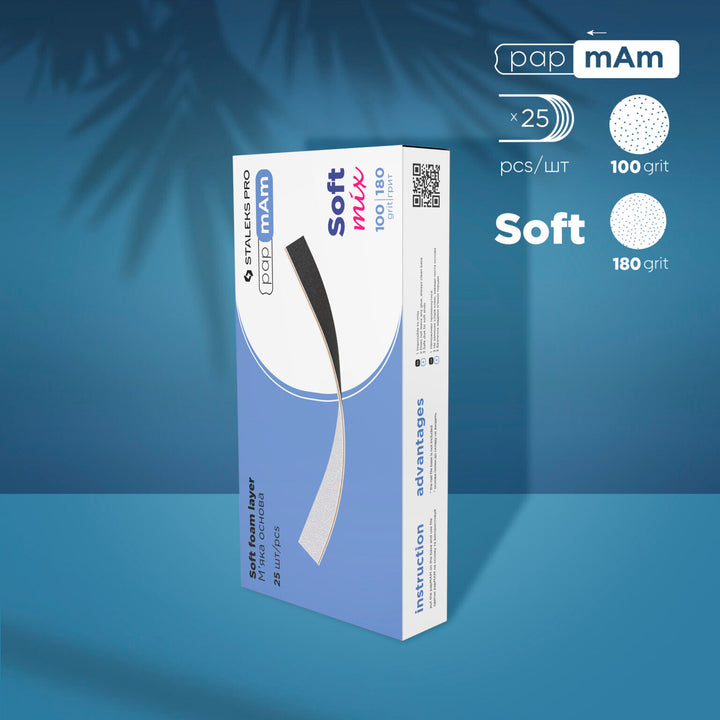 Staleks - Disposable double-sided files PapmAm Mix (Soft Foam Layer) EXPERT 20 100/180 grit (25 pcs)