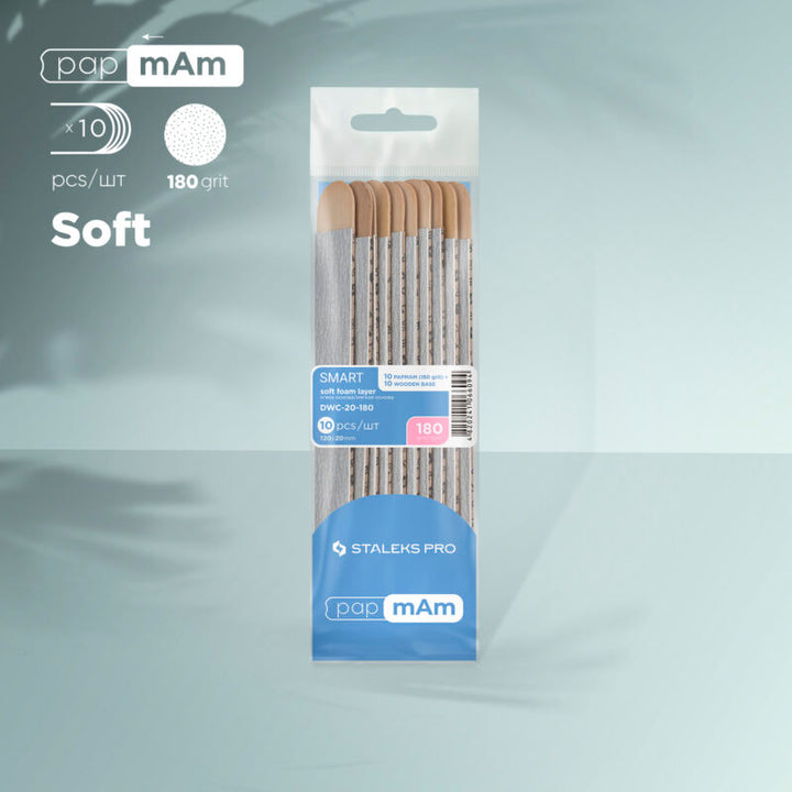 Staleks - Disposable files papmAm on soft foam layer and on a wooden base SMART 20 180 grit (10 pcs)