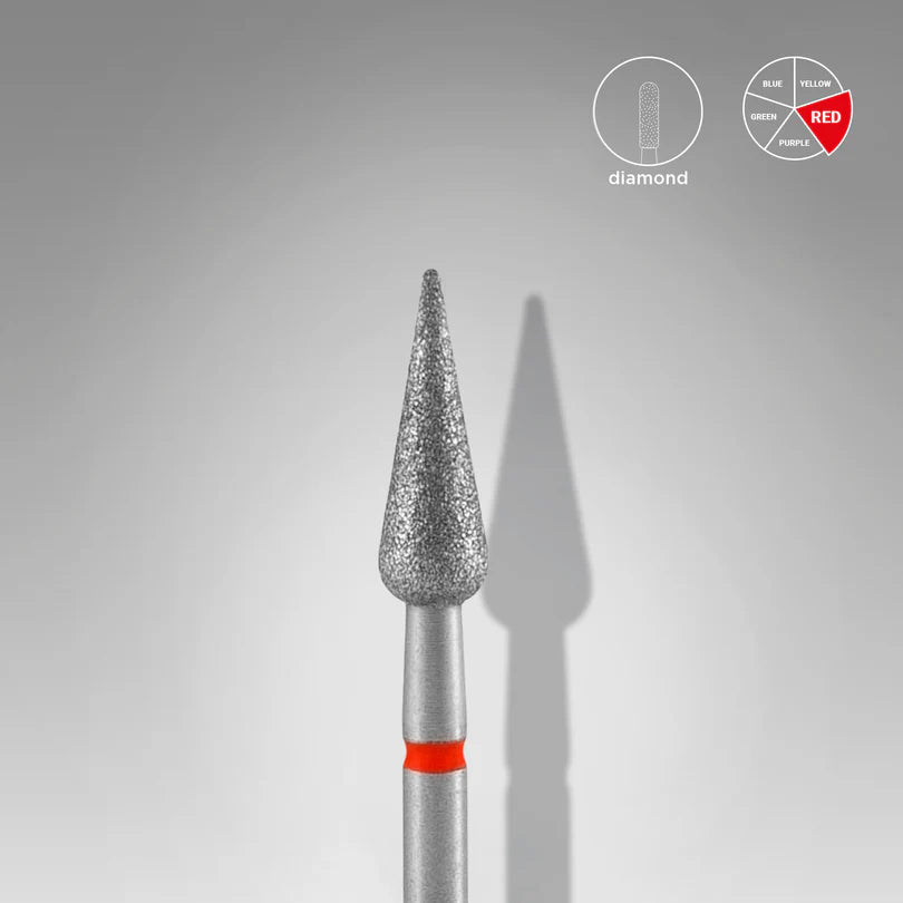Staleks Professional - Diamond Red Pointed Pear Drill Bit - Expert 4mm/12mm
