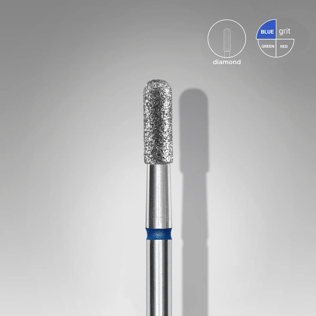 STALEKS EXPERT Diamond nail drill bit rounded cylinder blue, head diameter 2,3 mm, working part 6,5 mm
