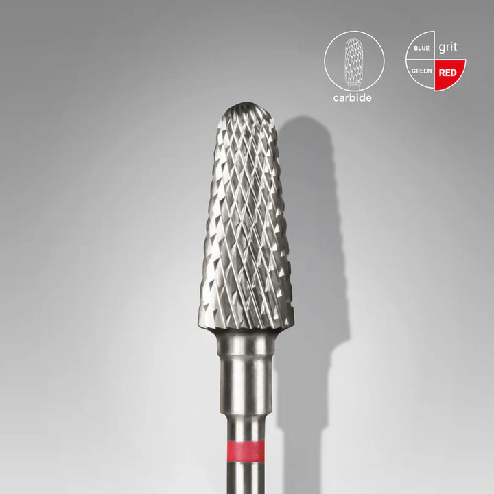 Staleks - Carbide nail drill bit frustum red EXPERT head diameter 6 mm / working part 14 mm