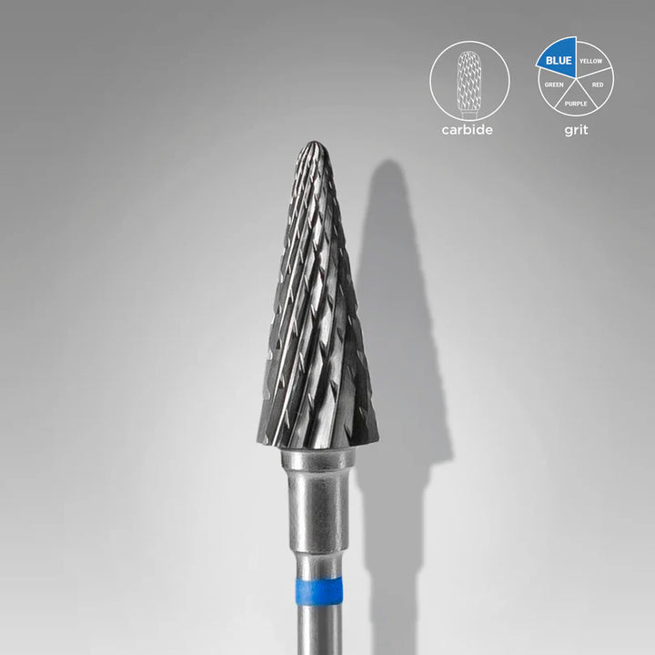 Staleks - Carbide nail drill bit cone blue EXPERT head diameter 6 mm / working part 14 mm