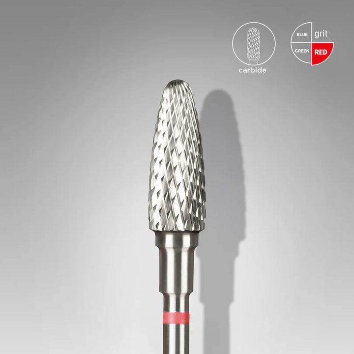 Staleks - Carbide nail drill bit corn red EXPERT head diameter 5 mm / working part 13 mm
