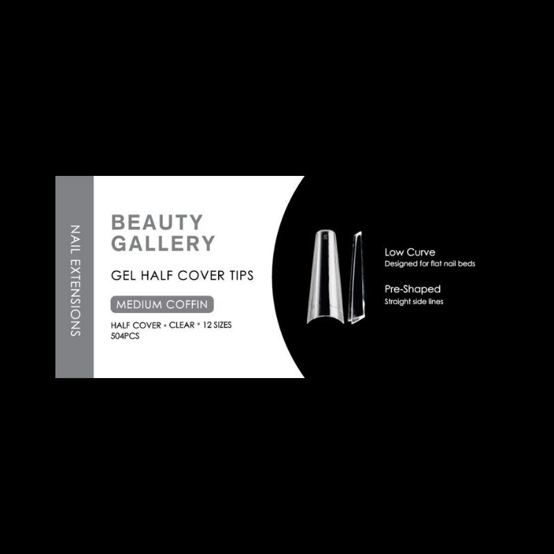 BG Soft Gel Extension Half Well Tips - Medium Coffin - Clear