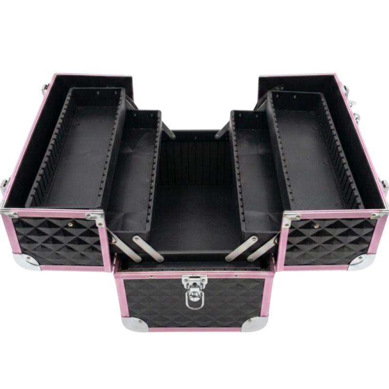 PINK TRIM DIAMOND HAIR / MAKE UP / BEAUTY CASE