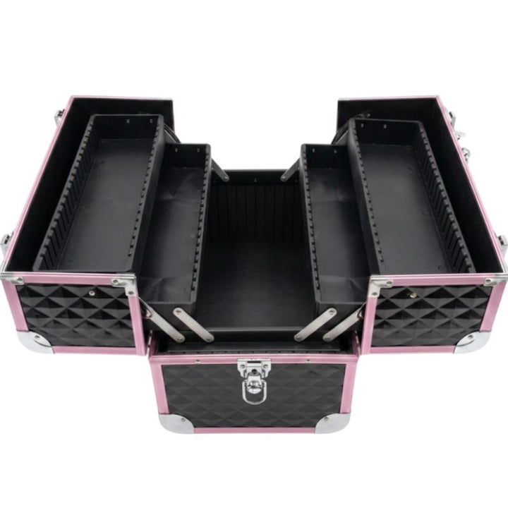 PINK TRIM DIAMOND HAIR / MAKE UP / BEAUTY CASE