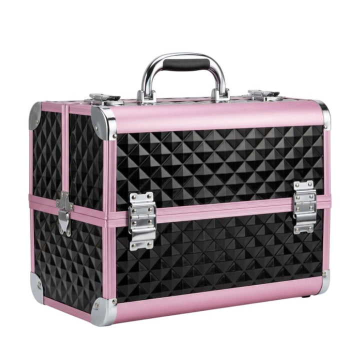 PINK TRIM DIAMOND HAIR / MAKE UP / BEAUTY CASE