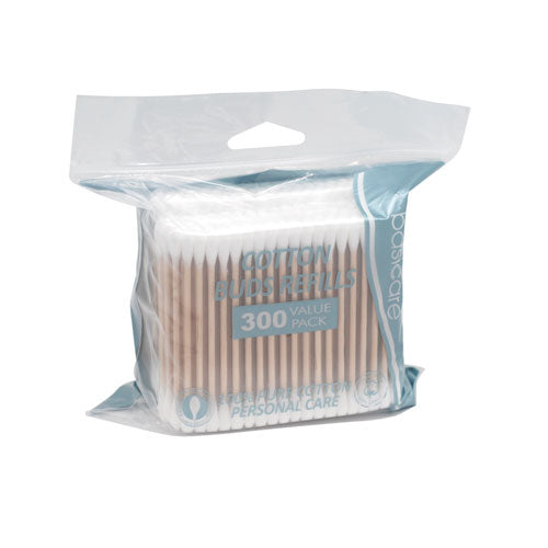 BC - Refill cotton buds,round/round tips with wooden handle,300pcs per pack